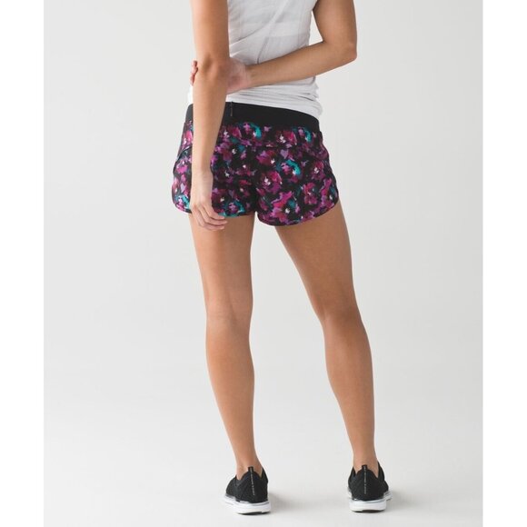 Lululemon Speed Short Mini Midnight Bloom Black Deep Fuschia Size 6 - Picture 9 of 11